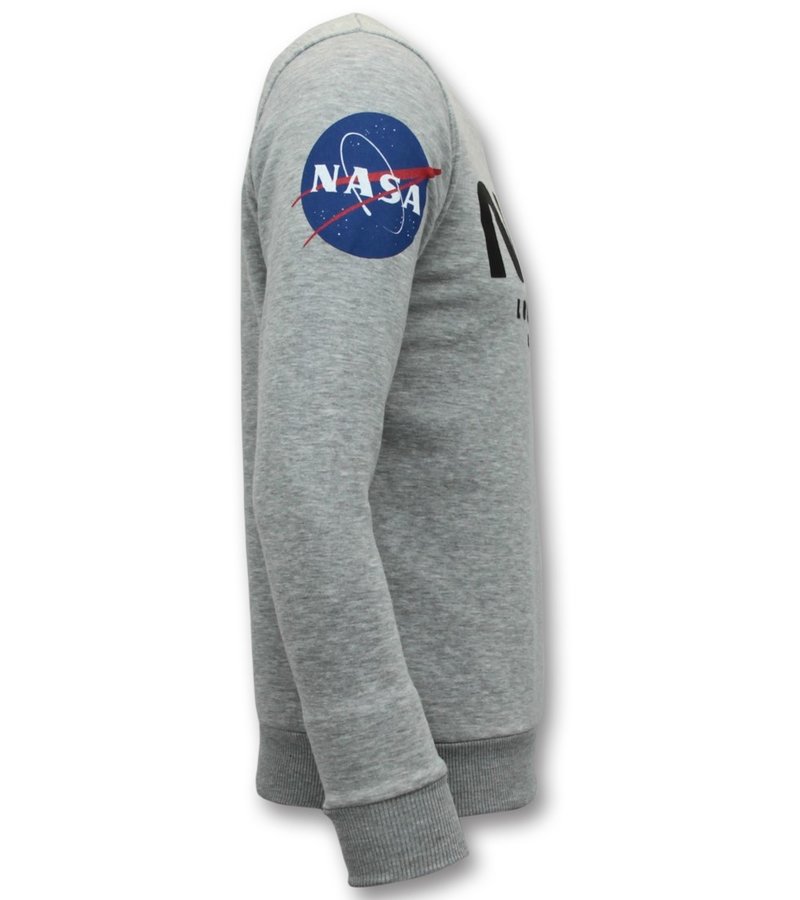 Local Fanatic Nasa American Flag Printed Sweatshirt - Grey