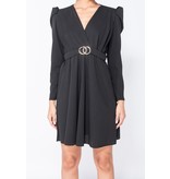 PARISIAN Puffed Sleeve Wrap Front Mini Dress - Women - Black