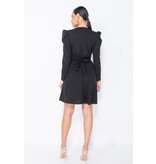 PARISIAN Puffed Sleeve Wrap Front Mini Dress - Women - Black