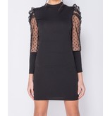 PARISIAN Polka Dot Sheer Puffed Sleeve Bodycon Mini Dress - Women - Black