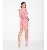 PARISIAN Polka Dot Puff Sleeve Ruching Detail Bodycon Dress - Pink