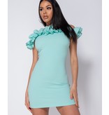 PARISIAN Ruffle Detail Bardot Bodycon Mini Dress - Women - Green