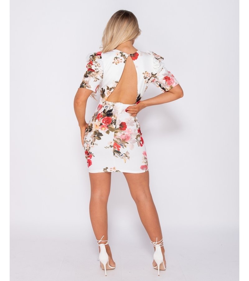 PARISIAN Puffed Floral Print Bodycon Mini Dress - Women - White