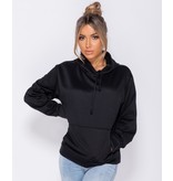 PARISIAN Oversized Drawstring Hooded Sweatshirt - Women - Black