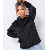 PARISIAN Oversized Drawstring Hooded Sweatshirt - Women - Black