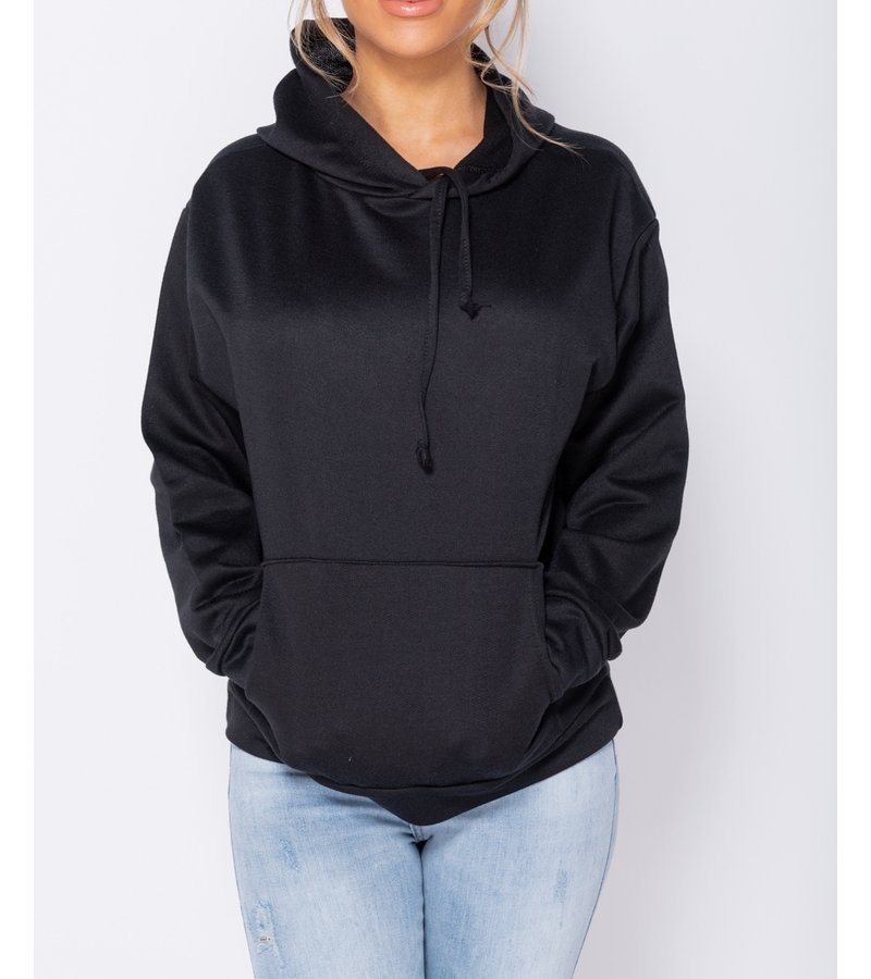 PARISIAN Oversized Drawstring Hooded Sweatshirt - Women - Black