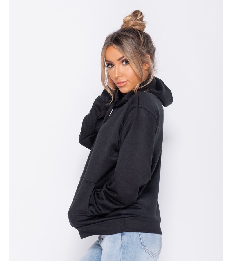 PARISIAN Oversized Drawstring Hooded Sweatshirt - Women - Black