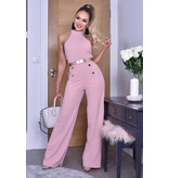 CATWALK Katrina Button Halter Jumpsuit - Women Clothing - Pink