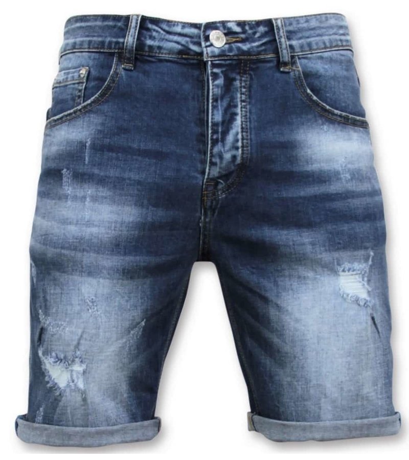 Enos  Denim Shorts Ripped For Men - 9085 - Blue