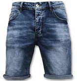 Enos Plain Denim Shorts  - 9088 - Blue