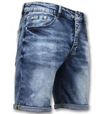 Enos Plain Denim Shorts  - 9088 - Blue