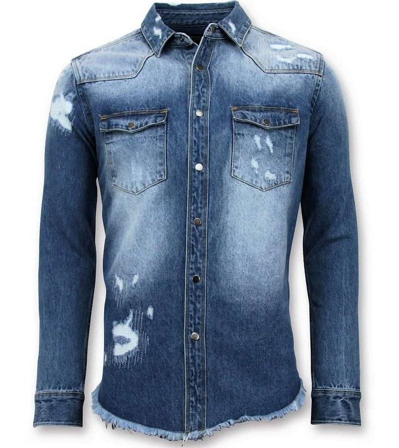 Enos Long Denim Shirt For Men  - Blue