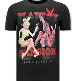 Local Fanatic Men Printed T Shirt Playtoy Mansion - Black