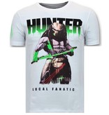 Local Fanatic Predator Hunter Printed Men T Shirt - White