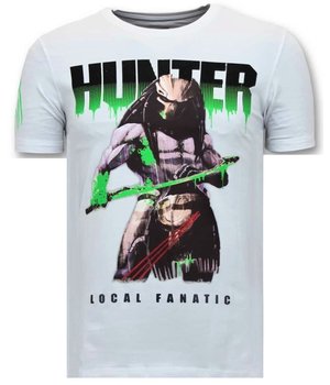 Local Fanatic Predator Hunter Printed Men T Shirt - White