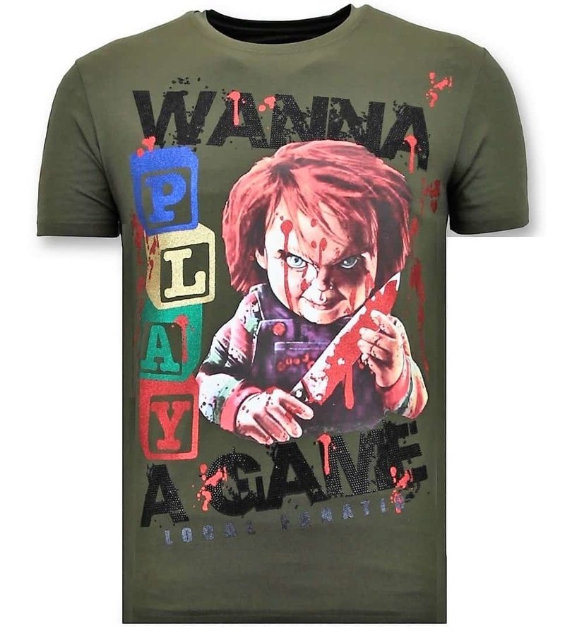 Local Fanatic Chucky Childs Play Print  Men T Shirt - Green