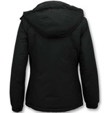 Beluomo Short Ladies Winter Coat  With Hood - Black