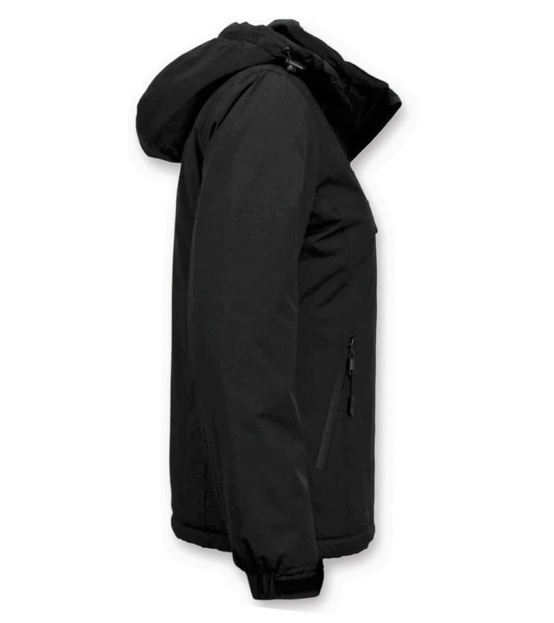 Beluomo Short Ladies Winter Coat  With Hood - Black