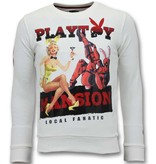 Local Fanatic Men Sweater Playtoy Mansion - White