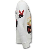 Local Fanatic Men Sweater Playtoy Mansion - White