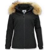 Beluomo Ladies Short winter jacket With fur collar - Black