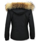 Beluomo Ladies Short winter jacket With fur collar - Black