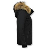 Beluomo Ladies Short winter jacket With fur collar - Black