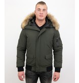 Enos Fur Collar Short Men's Winter Jacket - Green