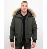 Enos Fur Collar Short Men's Winter Jacket - Green