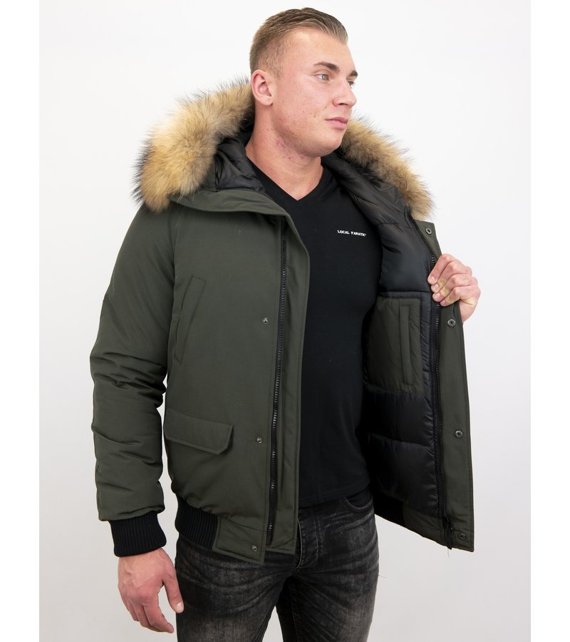 Enos Fur Collar Short Men's Winter Jacket - Green