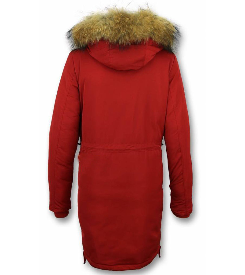 Macleria Long Winter Jacket Ladies Parka - Red