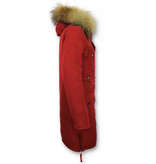 Macleria Long Winter Jacket Ladies Parka - Red