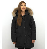 Macleria Fur Collar Parka WinterJacket Ladies Long - Black