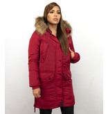 Macleria Long Winter Jacket Ladies Parka - Red