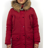 Macleria Long Winter Jacket Ladies Parka - Red