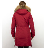 Macleria Long Winter Jacket Ladies Parka - Red