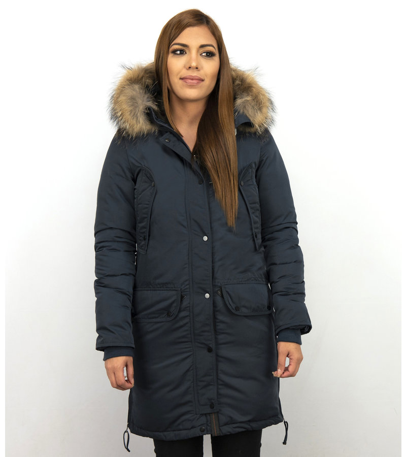 Macleria Long Winter Jacket Ladies Parka - Blue