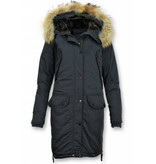 Macleria Long Winter Jacket Ladies Parka - Blue