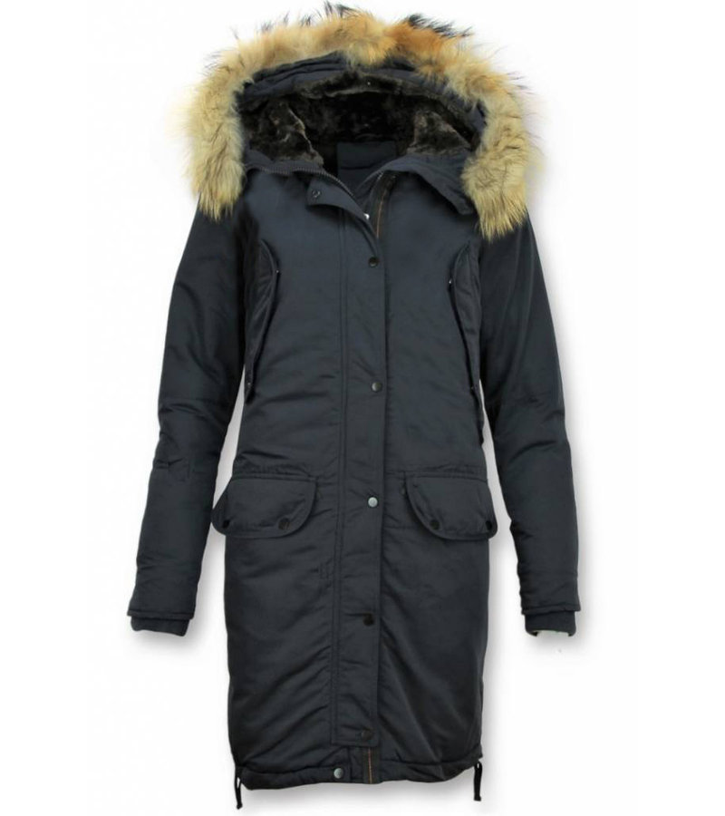 Macleria Long Winter Jacket Ladies Parka - Blue