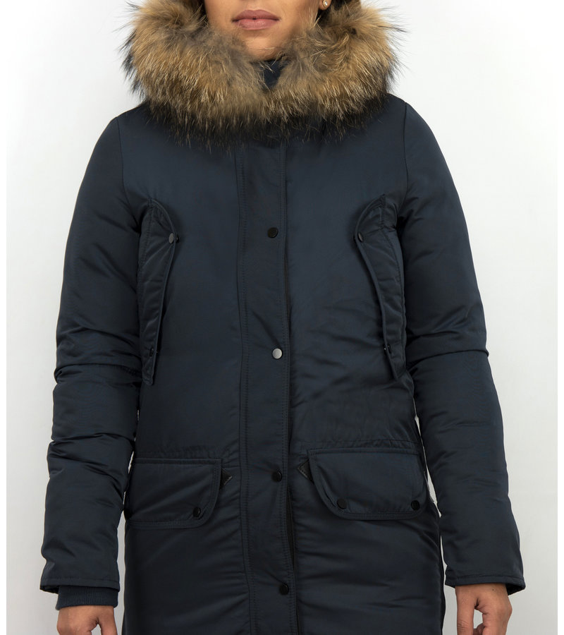 Macleria Long Winter Jacket Ladies Parka - Blue