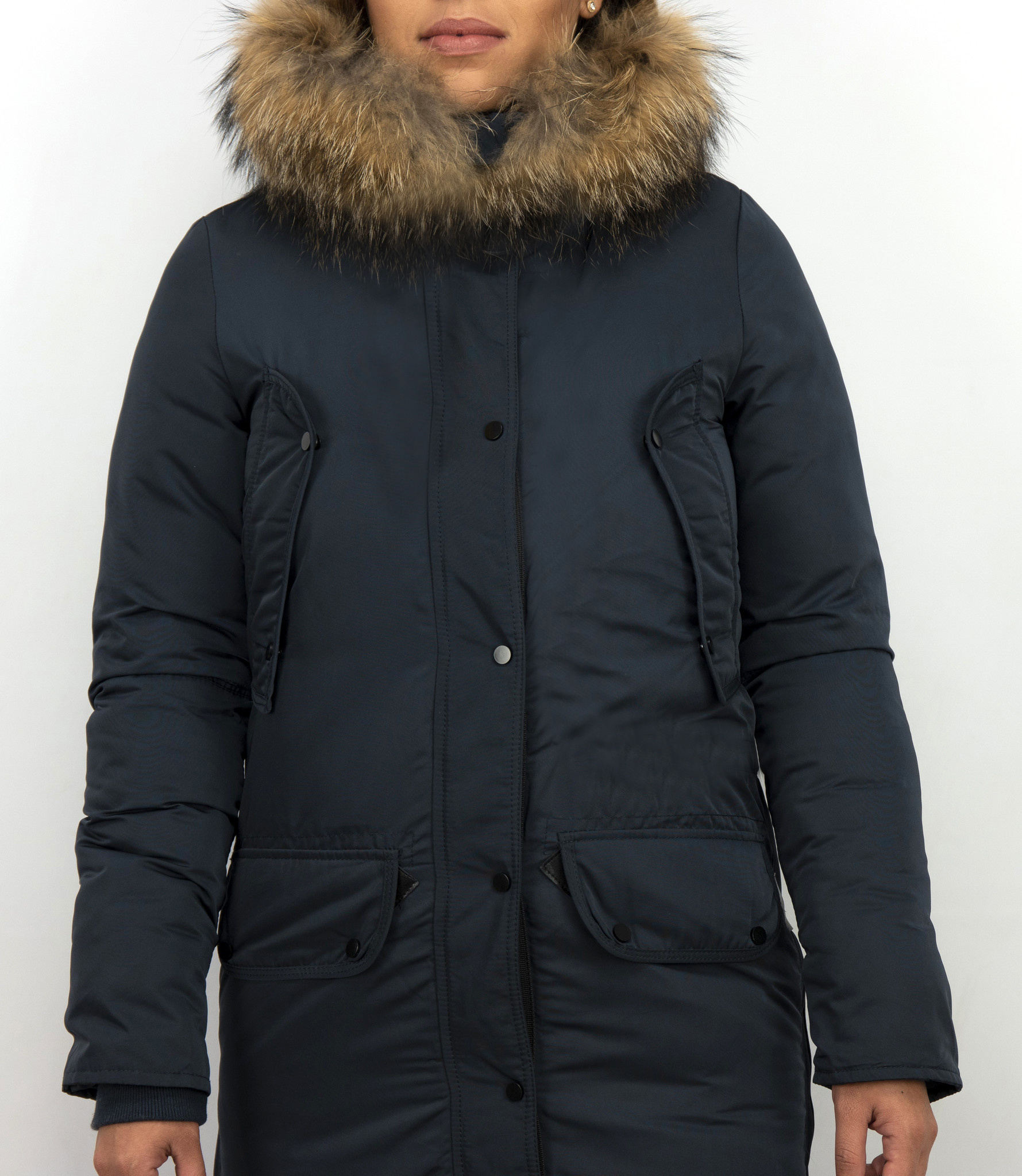 Long Winter Jacket Ladies Parka Blue Styleitaly.eu