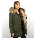 Macleria Fur Collar Coat - Women's Winter Coat Long - Parka - Khaki