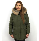 Macleria Fur Collar Coat - Women's Winter Coat Long - Parka - Khaki