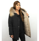 Macleria Fur Collar Coat - Women's Winter Coat Long - Parka - Black