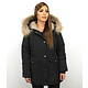 Fur Collar Coat - Women's Winter Coat Long - Parka - Black