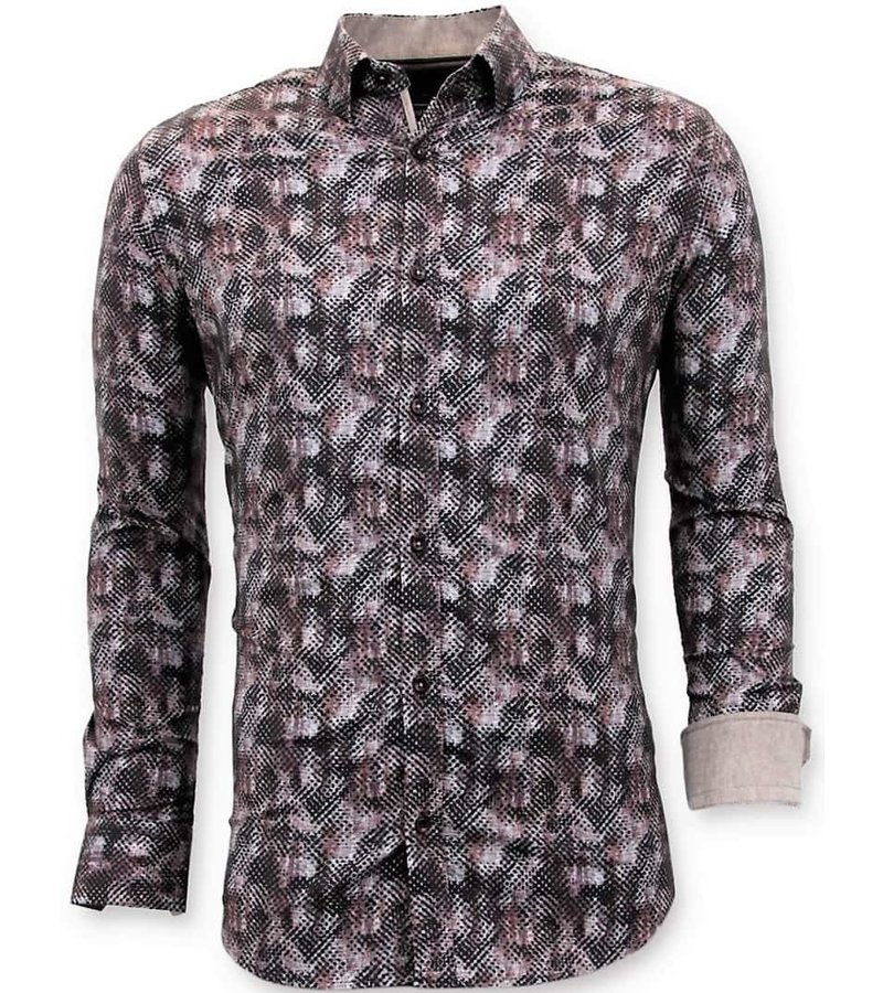 Tony Backer Snake Print Men Shirts - 3060 - Brown