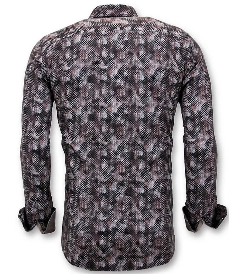 Tony Backer Snake Print Men Shirts - 3060 - Brown