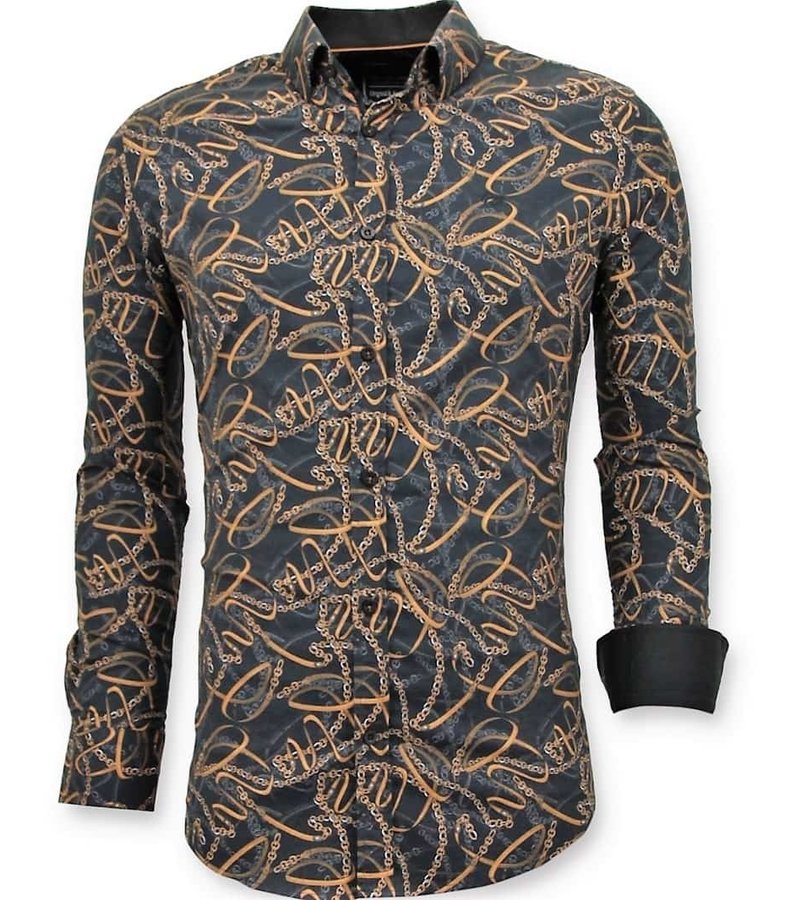 Tony Backer Luxury Printed Collar Shirts - 3054 - Black