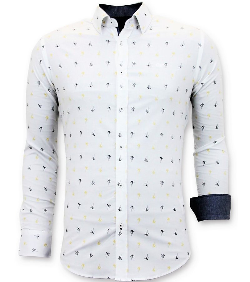 Tony Backer Hawaii Print Collar Shirt  - 3047 - White