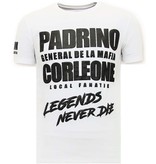 Local Fanatic Padrino Corleone Printed T Shirt - White